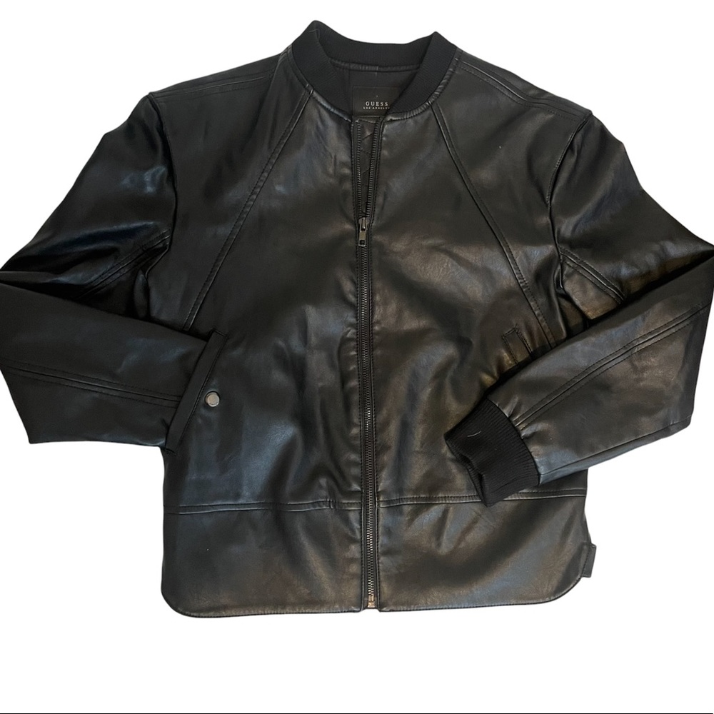 Guess Soft Leather Bomber Jacket